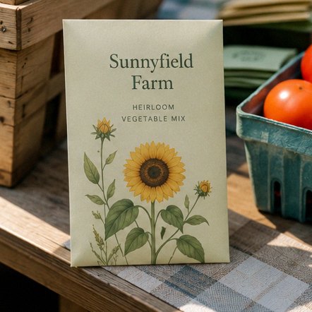 Branded seed packets with logo