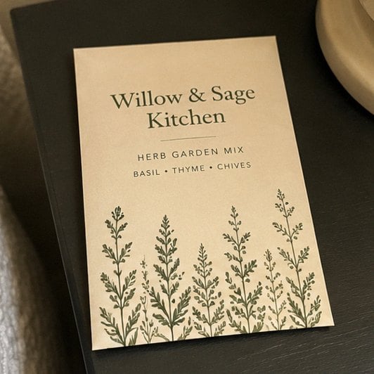 Seed packets with logo — customer photo